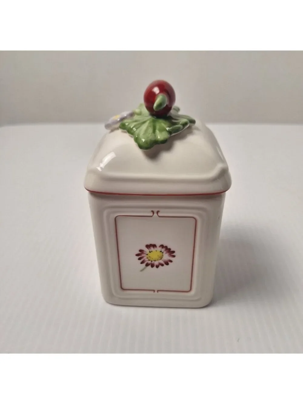 VILLEROY & BOCH PETITE FLEUR CHARM JAMPOT/JAR/CANISTER RED PEPPER FINIAL NWB